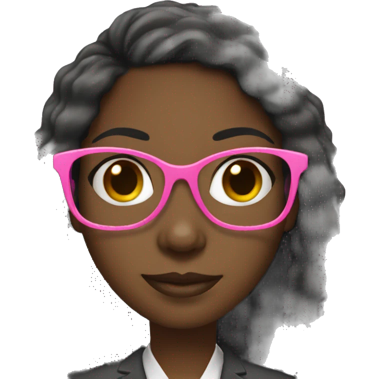 Black Girl teacher with pink glasses emoji