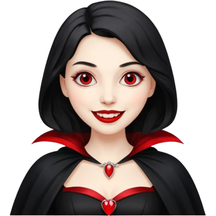 Vampire lady in black dress with cape, smile emoji