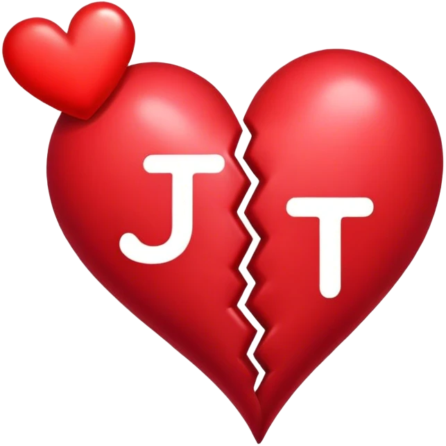 Hearts representing soulmates, one with a J in it and the other one with the letter T in it emoji