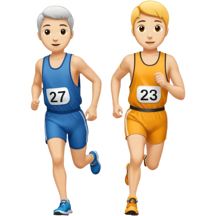 two people in a footrace wearing bib numbers emoji