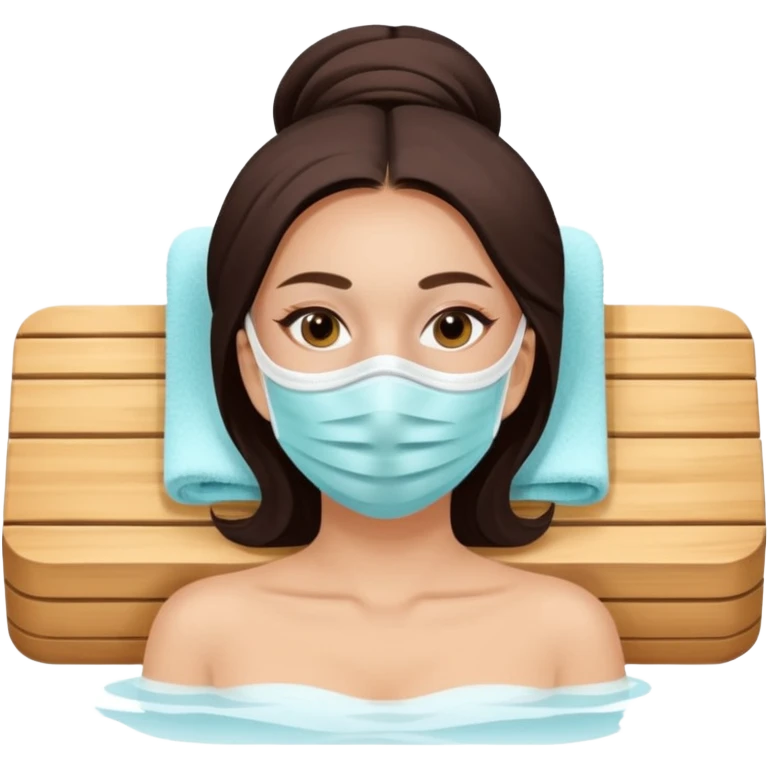 Lady with face mask spa beauty full face relaxing emoji