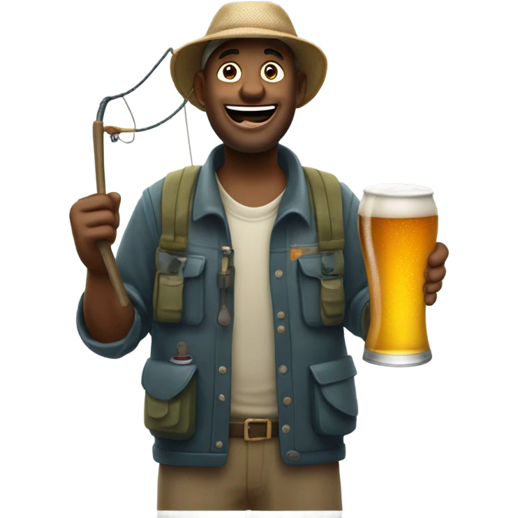 Fisherman fishing for beer emoji
