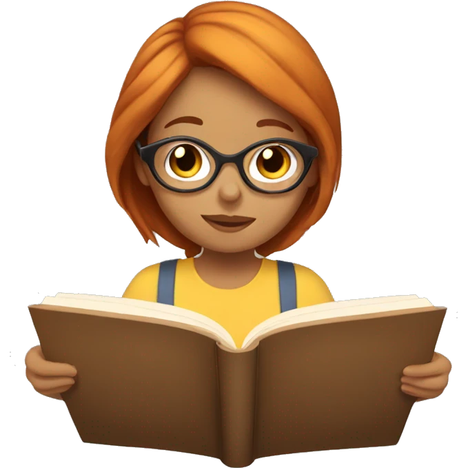 read haired girl reading emoji