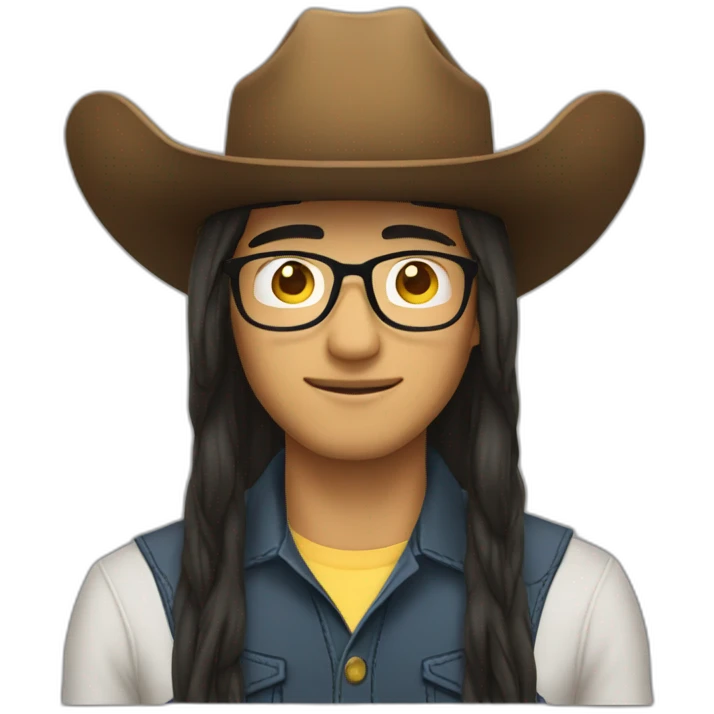 asian-man-long-hair-wearing-glasses-big-cowboy-hat emoji