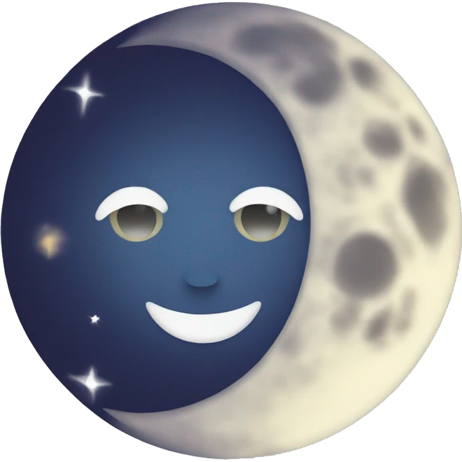 Moon astrology symbol with cute face emoji