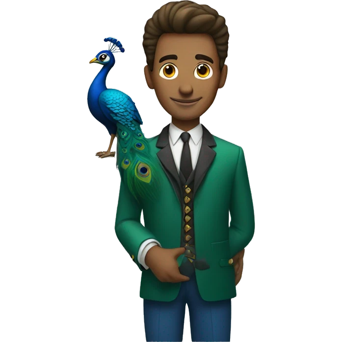 man with peacock emoji