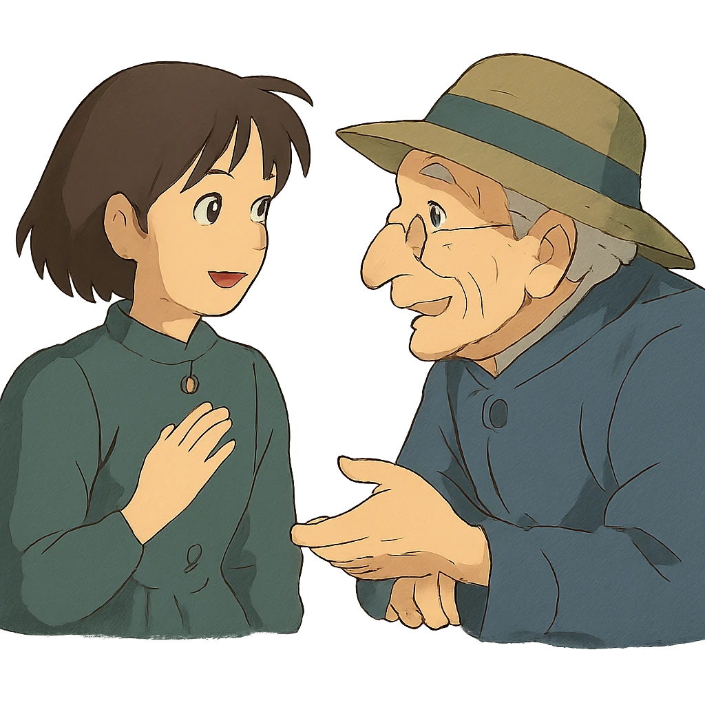 a bit of a chat, ghibli style emoji