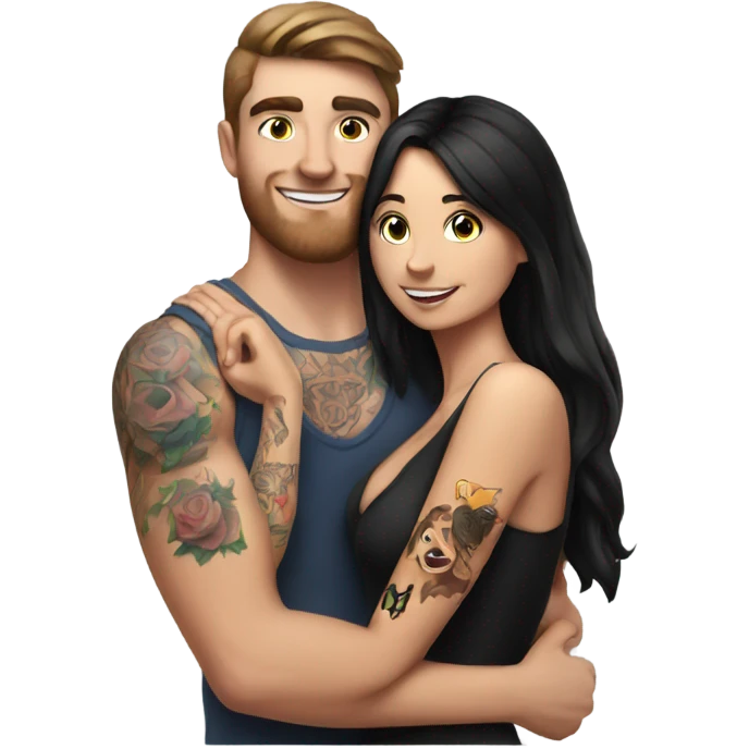 mr beast with tattoos hugging brunette girl emoji
