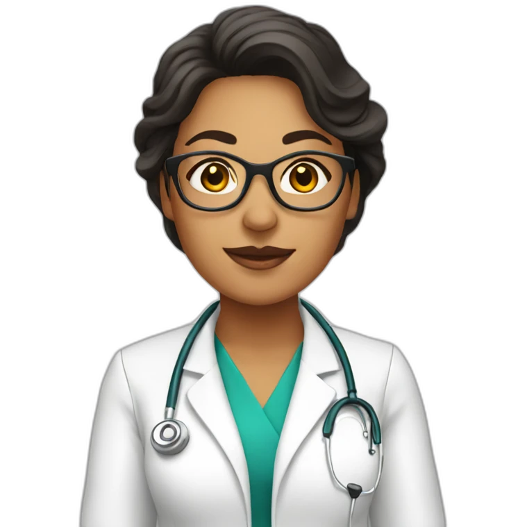 Latina doctor with white coat and glasses emoji