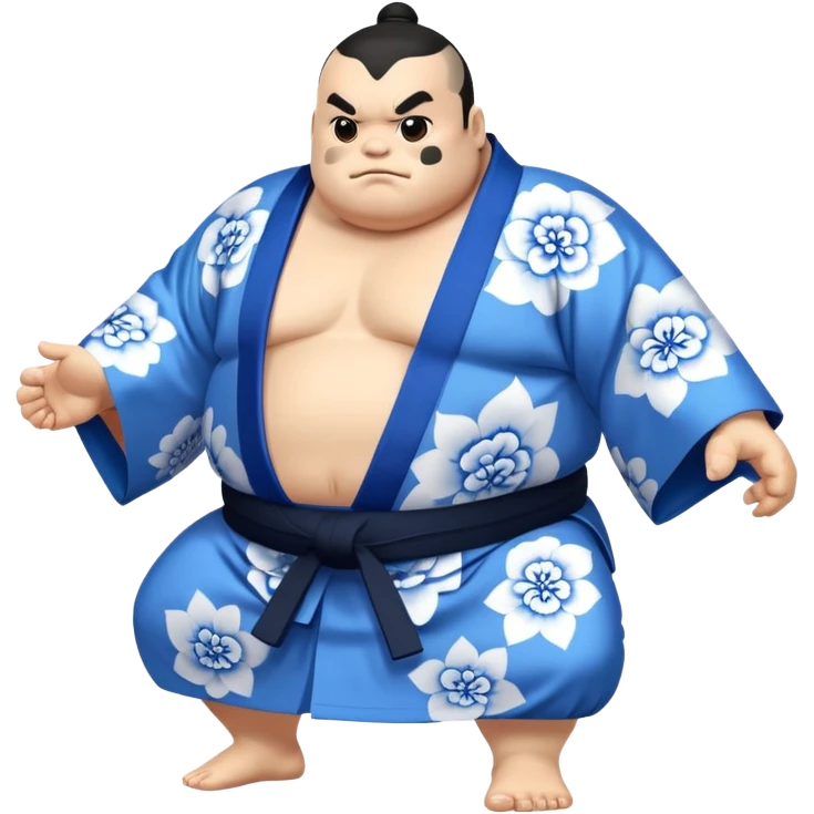 Jinbe blue fishman with kimono and sumo stance emoji