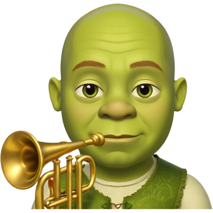 shrek sans cheveux et deux petites oreilles en trompettes une sur chaque cote de son crane emoji