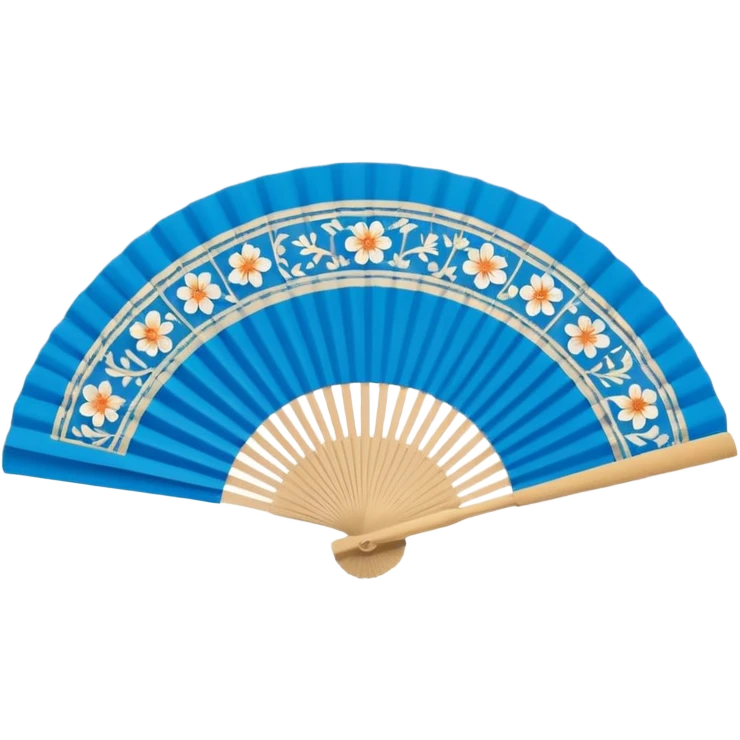 blue paper hand fan with pattern emoji