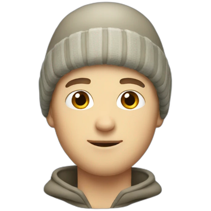 White guy with short hair and with winter bonnet emoji