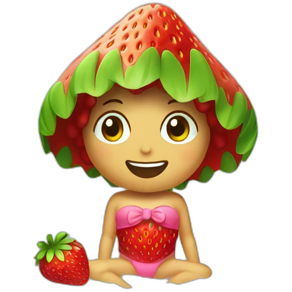 a strawberry wearing an hawaii bath trunk emoji