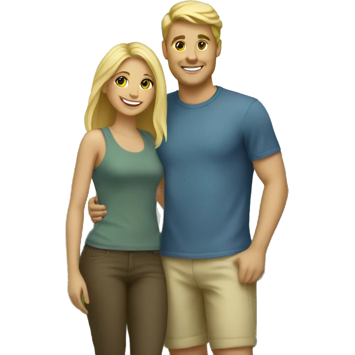 happy couple in nature with blonde hair emoji