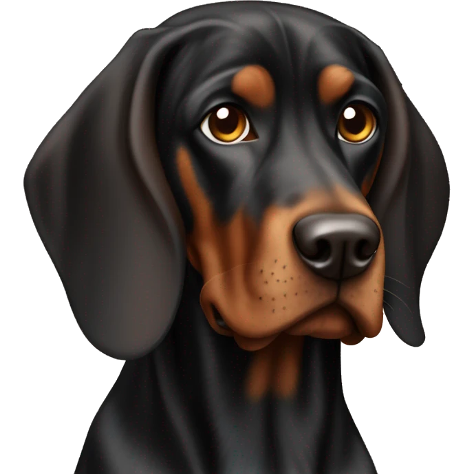 Black and brown coonhound with brown floppy ears emoji