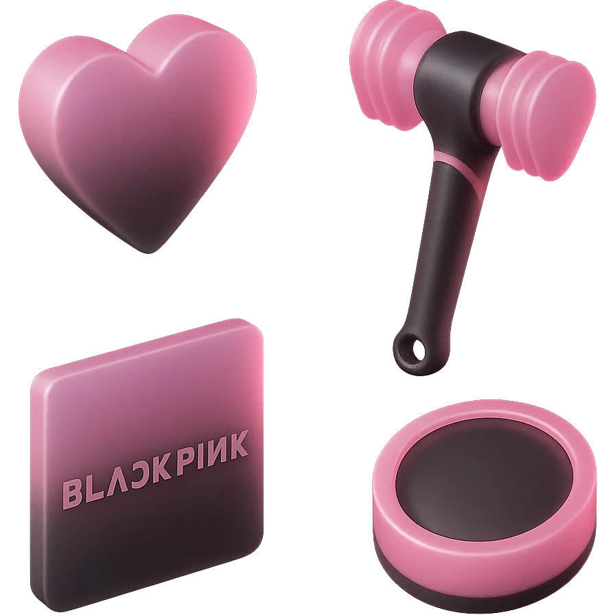 BLACKPINK-inspired object, black and pink colors, sleek and translucent effect emoji