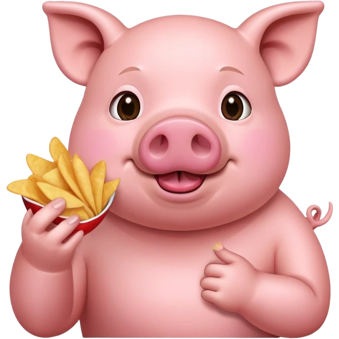 Pig eating crisps and dip emoji
