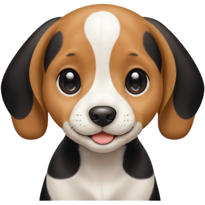 Black and white beagle puppy, smiling, smooth coat emoji