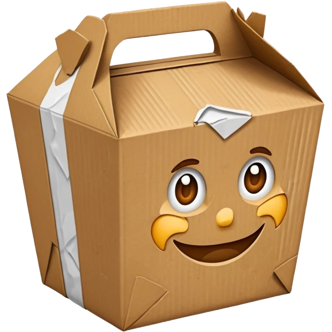 takeout box that looks like it has been in a trash can, no faces, no people, just non alive objects emoji