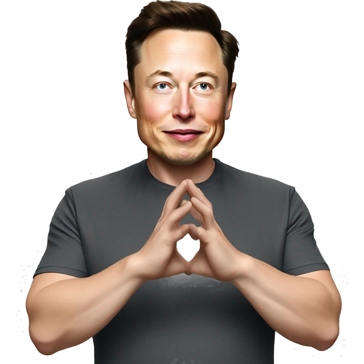 Elon Musk doing heart hands emoji