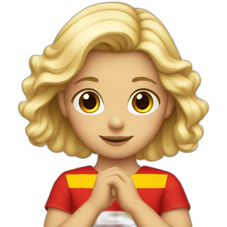 Blond girl Spanish flag in hands  emoji