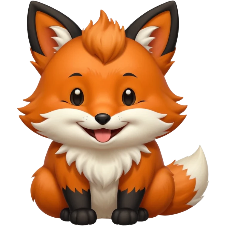 Floofy the Creampuff fox blackish away laughing, chubby. Black paws orange color emoji
