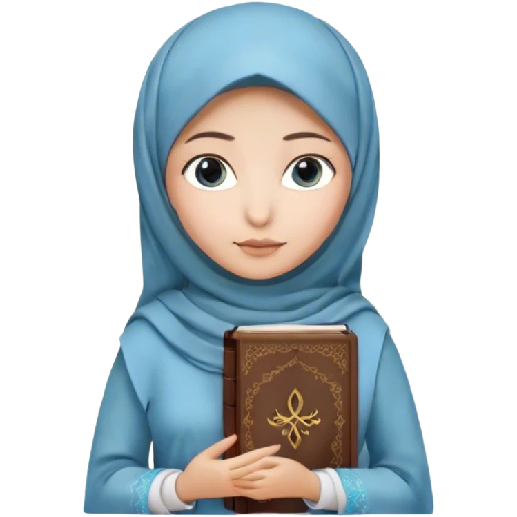 Turkish beautiful finish Konya girl blue eyes with hijab and lily dress have Quran  emoji
