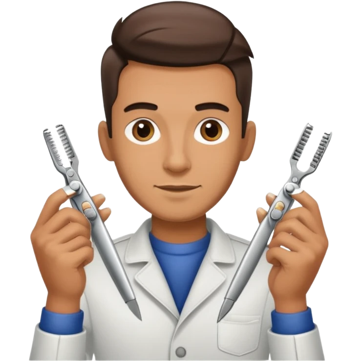 Barber man holding a pair of clippers emoji