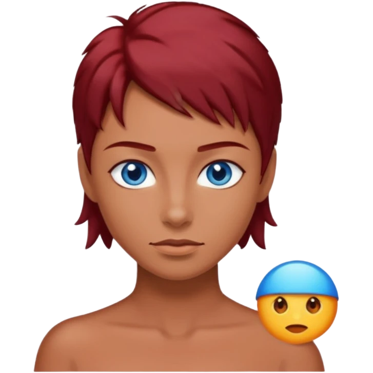 Naked PAWG dark red hair blue eyes emoji