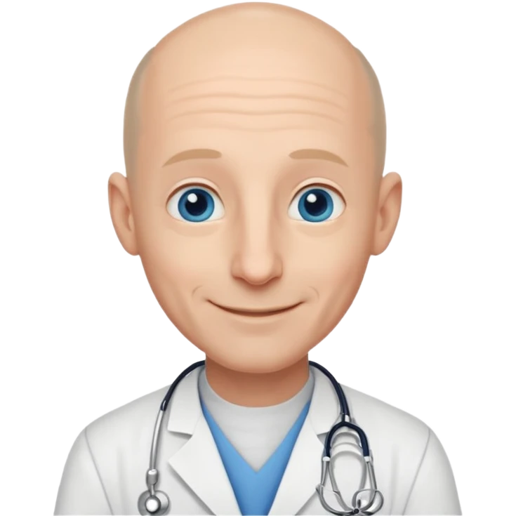 white male doctor a little bald no wrinkles long ears big nose blue eyes emoji