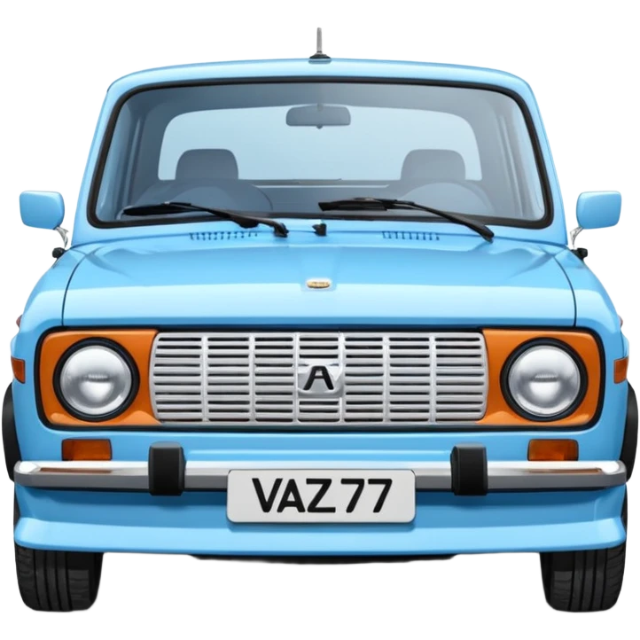 LADA car. Russian car. Model VAZ 2107. Realistic proportions. Front view. emoji