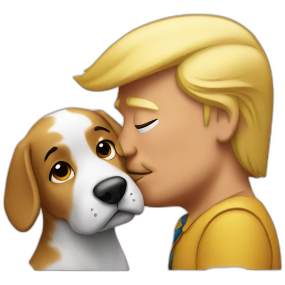 trump kissing a dog emoji