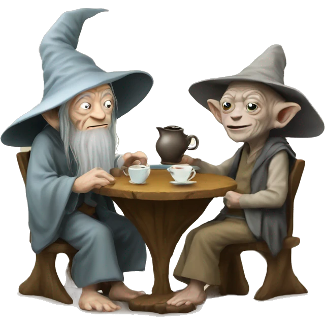 gollum and gandalf having a cup of tea emoji