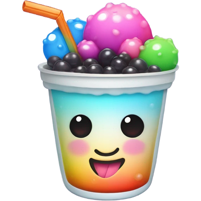rainbow kawaii boba emoji