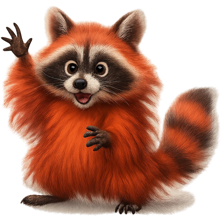 playful raccoon with exaggerated long fur emoji