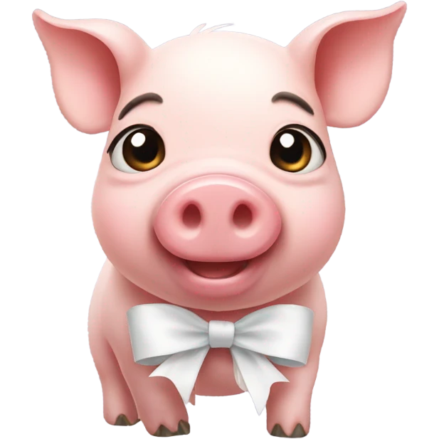 Cute pig with a white bow  emoji