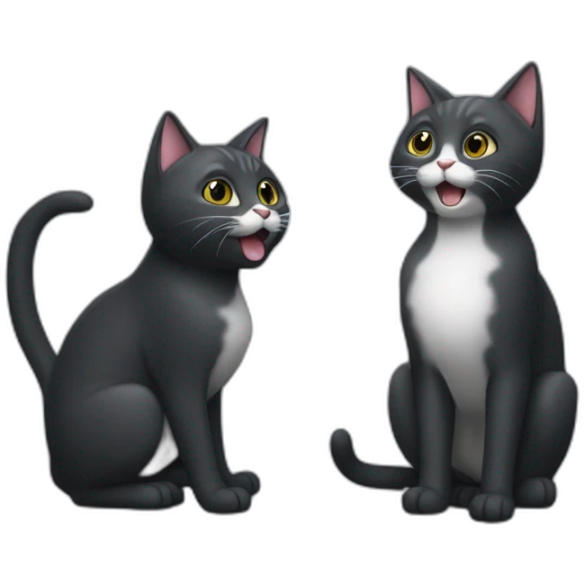 gato negro y gato gris jugando emoji