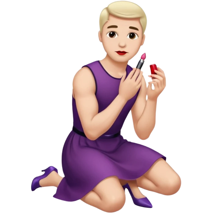 Submissive man on knees wearing female clothes emoji