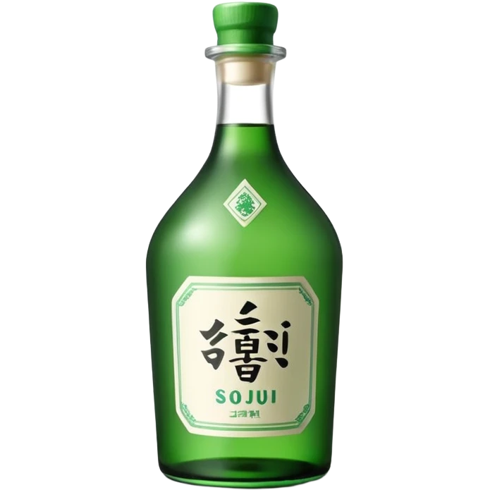 korean soju, green bottle with white label on it written 소주 emoji