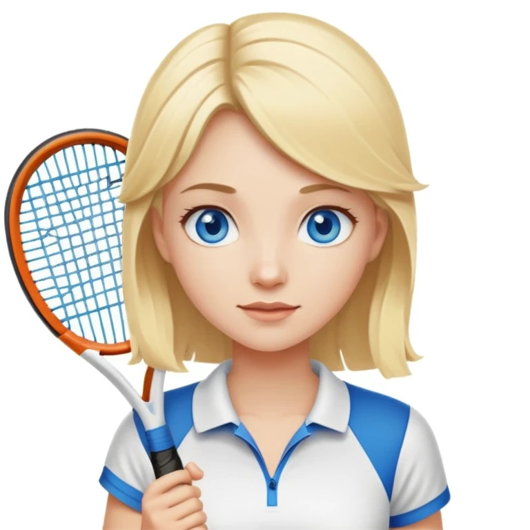 blonde hair girl blue eyes playing tennis emoji