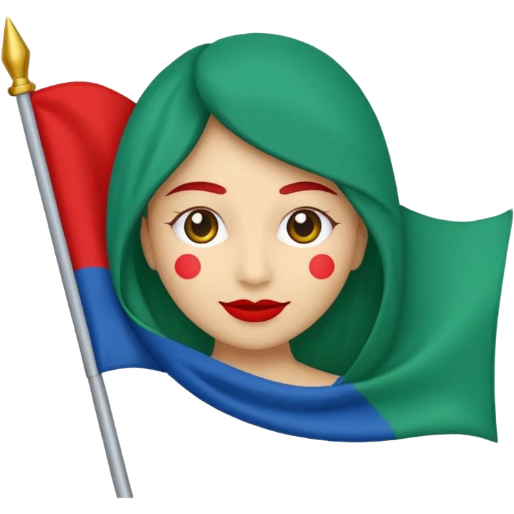 emoji de bandera gitana azul verde y círculo SOLO DE COLO ROJO en el centro  emoji