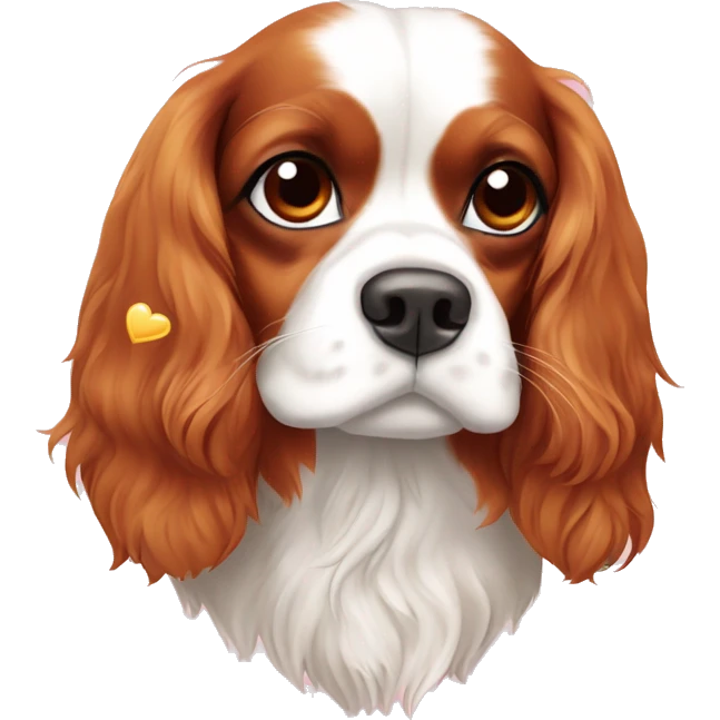 Cavalier King Charles Spaniel with hearts emoji
