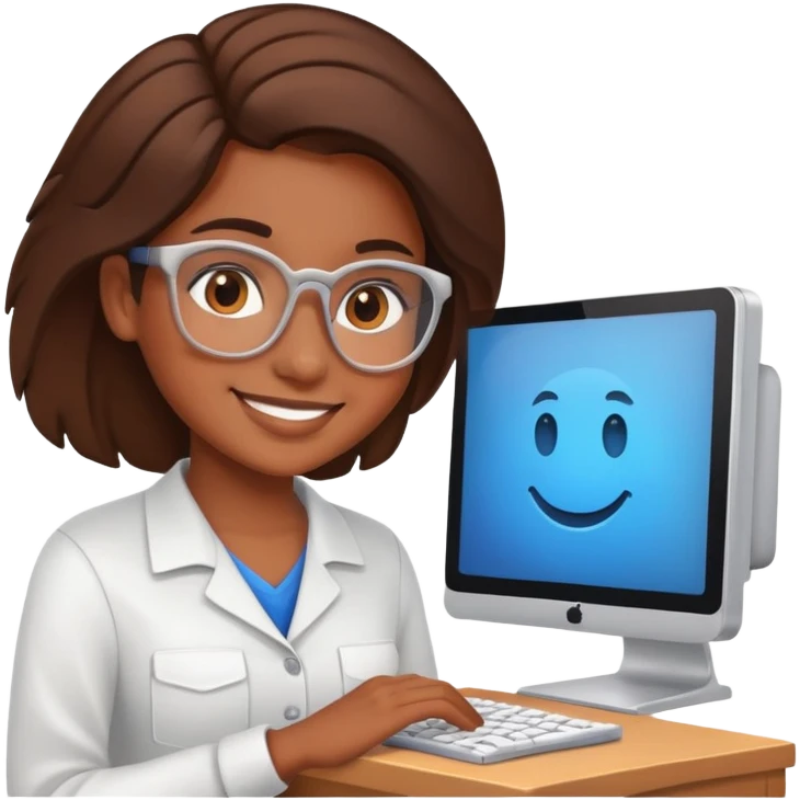Girl programmer with computer emoji