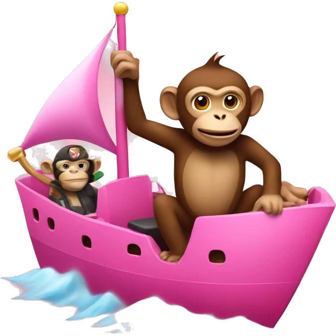 Monkey driving a big pink ship emoji