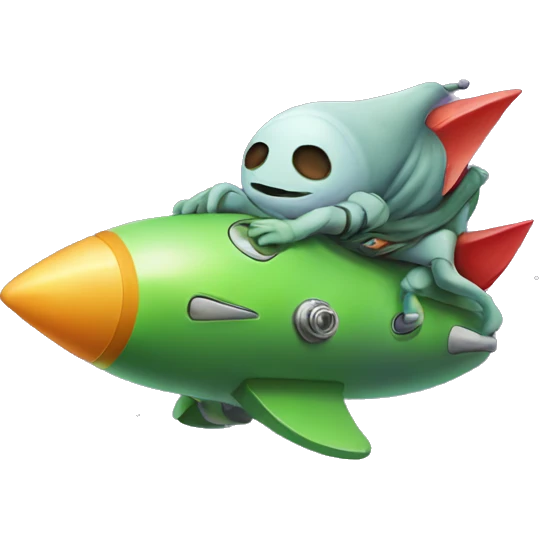 Alien sleeping on rocket  emoji