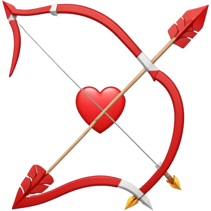 bow and arrow in a valentine’s day mood, with the arrow having a heart shape  emoji