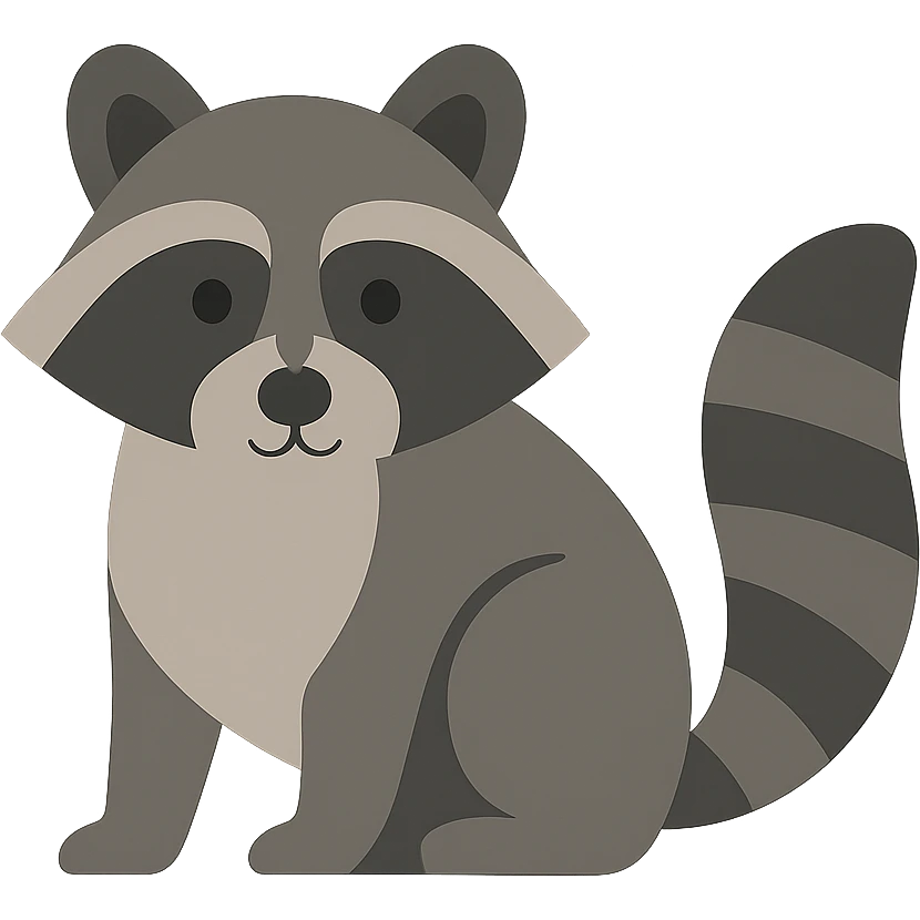Flat design style raccoon emoji