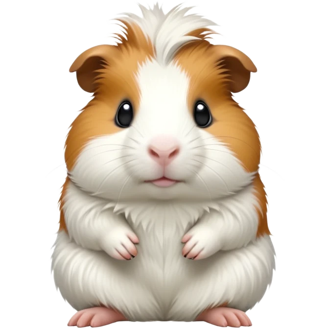 cinematic-[guinea pig]-realistic-full-body-sitting-emoji,-tiny-paws-tucked-close,-head-tilted-dramatically,-fluffy-[solid white]-fur,-simplified-yet-realistic-focused-features,-highly-detailed,-glowing-with-an-almost-sarcastic-glow emoji