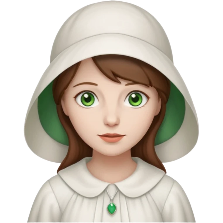 Handmaid woman with brown hair and green eyes emoji